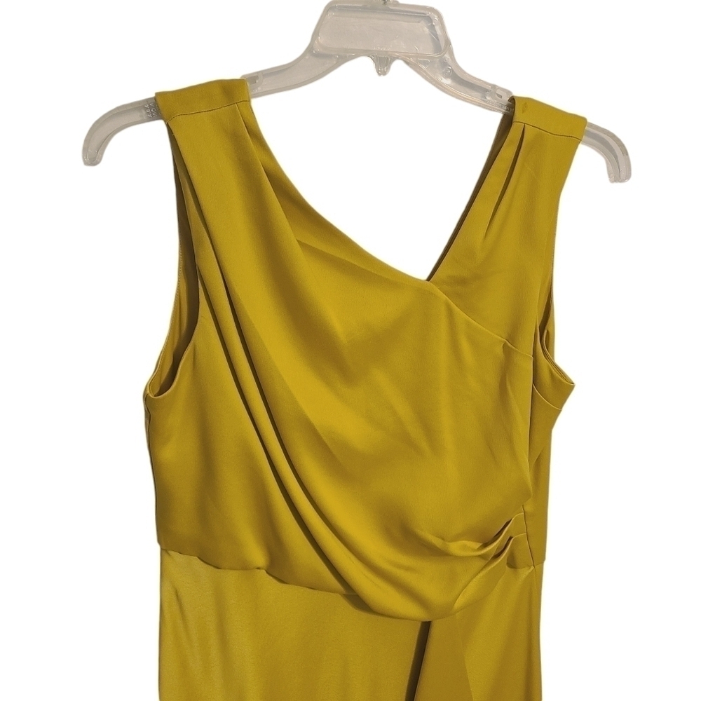 Just...Taylor | Women's Gold V-Neck Asymmetrical Hem Cocktail Dress (Size 16) - Picture 4 of 15